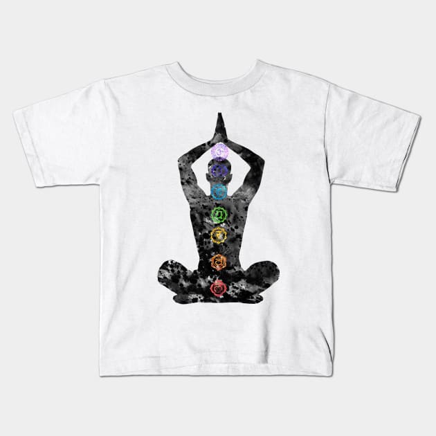 Meditating Man Kids T-Shirt by erzebeth